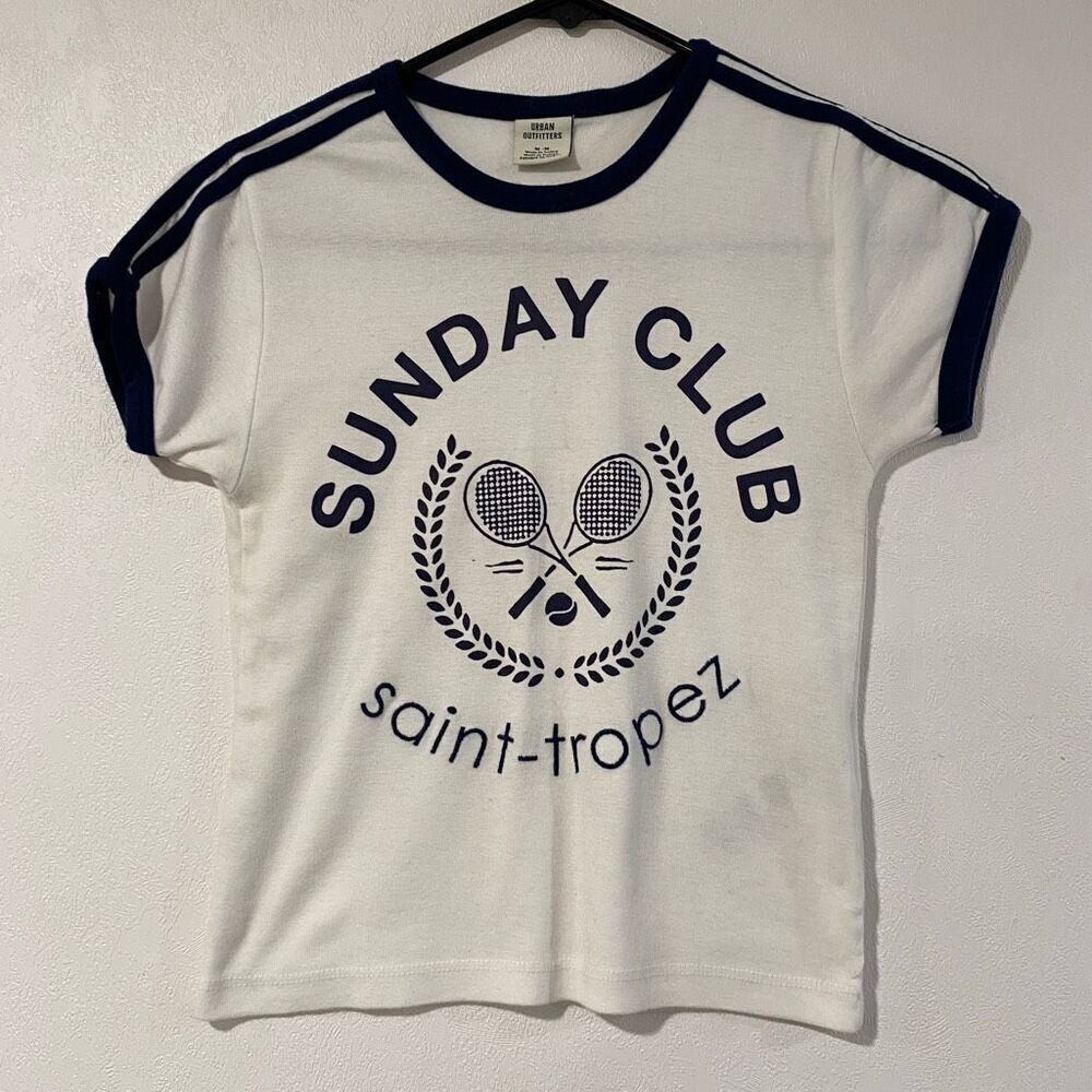 Urban Outfitters SundayâClub Saint Tropez Ringer Tee Size M Retro Graphic T-Shir